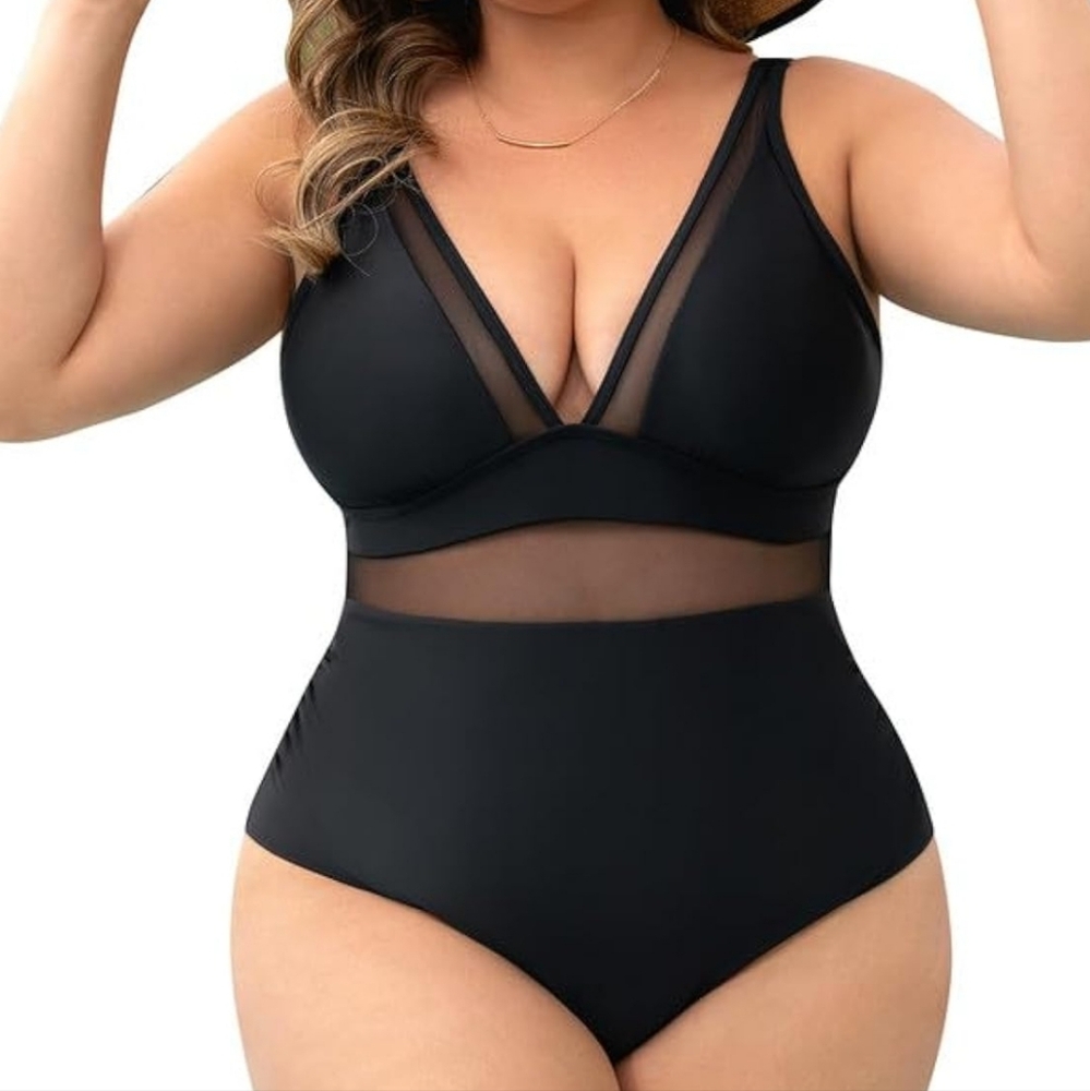 DACI One Piece Mesh Panel Tummy Control Swimsuit